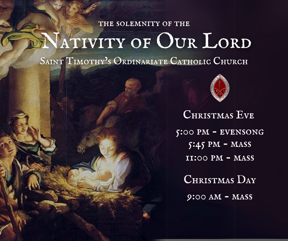 Mass times for the Solemnity of the Nativity of Our Lord