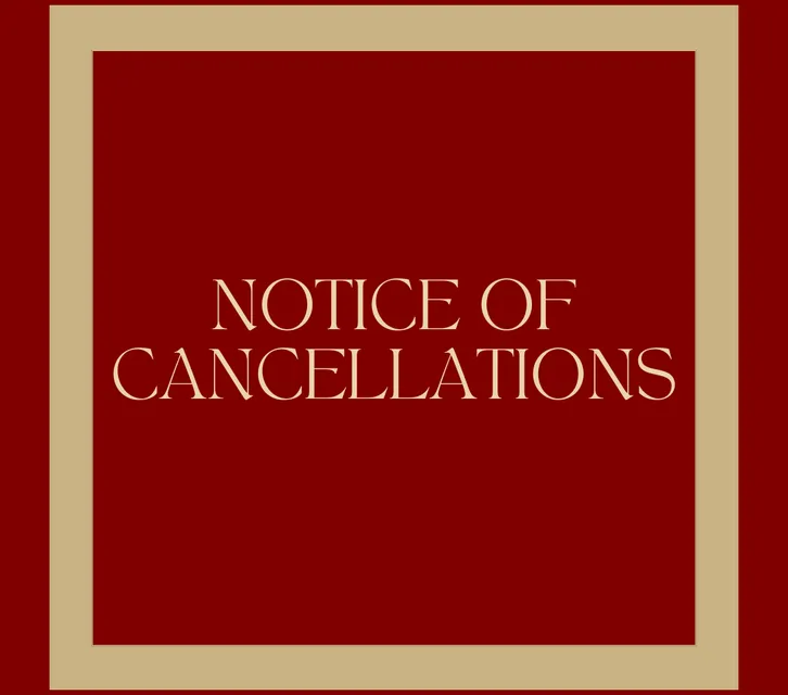 Notice of Cancellations